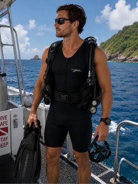 Scubapro Neoprene Wetsuit Vest Sleeveless Shorty Black Men’s M Dive Scuba Gear